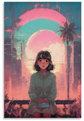 Lofi Stadtbild-Poster, Wandkunst-Poster, Geschenk für Freunde, Schlafzimmer, Wohnzimmer, Dekoration, modernes ästhetisches Poster, dekorative Malerei, Leinwand, Wandposter und Kunstdruck, moderne