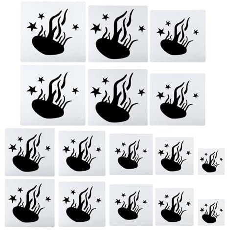 PATIKIL Qualle Malvorlagen, 16er Pack Wiederverwendbare Malvorlagen Schablone zum Zeichnen auf Holz, Stoff, Glas, Wand, Weiß