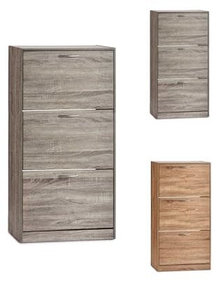 Jardin202 - Zapatero de Madera con Dos Cajones– Armario Almacenamiento Abatible para Recibidor – Mueble Auxiliar | 3 Alturas (Madera Ceniza)