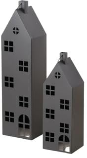 BOLTZE Alba Laterne Haus schwarz 66-96cm 2tlg