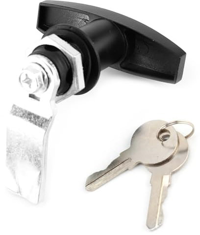Rear Fixing T Handle Lock Tool Box Garage Door Lock with Keys for Trailer Caravan Canopy Rear Fixing T Lock Rear Fixing T Handle, Truckman (Black)