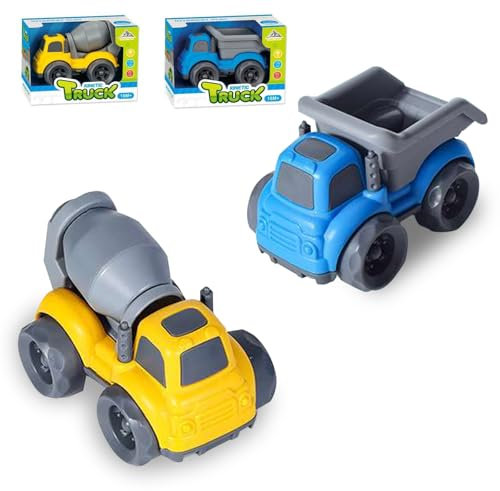 HaOrchid LKW Spielzeug ab 1 Jahr, Sandkasten Spielzeug, Kipplaster & Betonmischer LKW Kinder Kinderspielzeug, 2 Pcs Baustellenfahrzeugen Spielzeug, Indoor Outdoor Sandspielzeug für Jungen Mädchen