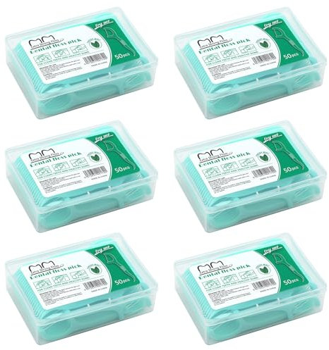 AMZSKU Hilo dental con soporte para palillo de dientes, 300 unidades, hilo dental, con diseño en forma de Y, palillos de hilo dental, cepillo de limpieza dental desechable