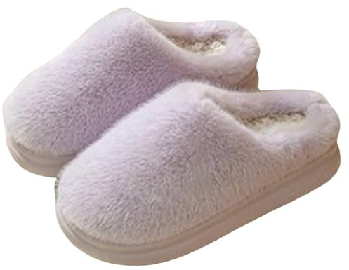 Pantofole da donna in cotone antiscivolo, calde e calde, morbide e confortevoli, calde per i piedi in inverno, a forma di riccio, pantofole da donna, Viola, 38 EU