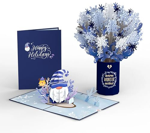 Lovepop® Weihnachtswichtel 3D Pop-Up Karte & 3D Pop-Up Winterwunschstrauß | besondere Weihnachtsüberraschung Papier-Blumen & Weihnachtskarte | einzigartiges Pop-Up Bundle