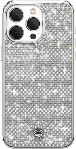 VELVET CAVIAR Designer Bling Case Compatible with iPhone 15 Pro Max - Luxury Rhinestone Diamond Phone Case (Sparkly Crystals, Chrome Base)