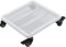 Grand chariot carré en fer avec freins pour pot de fleurs de jardin - Support sur roulettes pour intérieur/extérieur - Avec soucoupes - Blanc - 40 x 40 cm