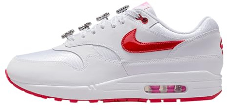 Nike Air Max 1 Premium Men's Shoes (HV2303-100, White/Playful Pink/University Red)