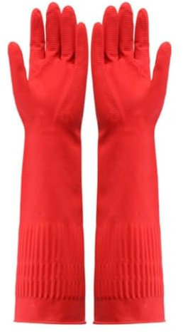 Moufles de Nettoyage de Vaisselle en Latex, Paire Rouge