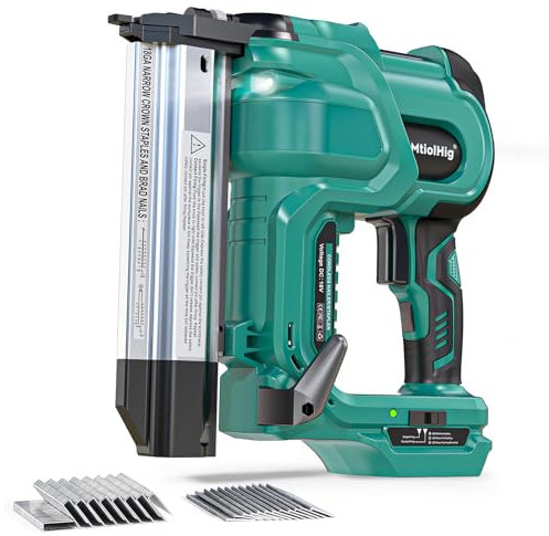 Cordless 2 Brad Nailer Compatible with Makita Battery(No Battery), 2-in-1 Electric Nail Gun/Staple Gun, 18 Gauge Nail Gun Battery Powered with 1000 Nails for Wood Carpentry, Adjustable Depth