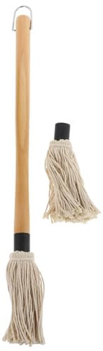 VICASKY Grillmopp Mit Austauschbaren Backen Für Soßenpinsel Und Ölpinsel Holzgriff Für Grillwerkzeuge Geeignet Für Grillen Braten Backen Und Marinieren