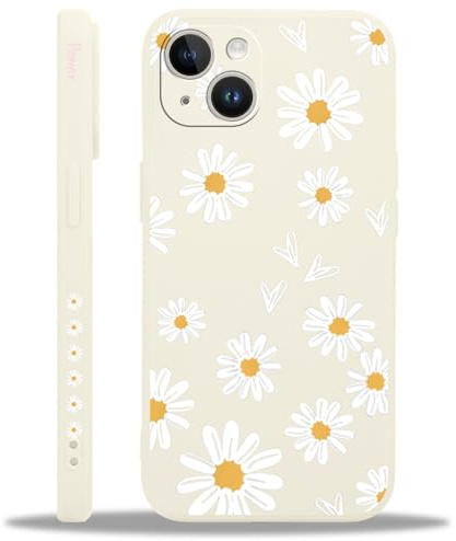 Yoedge Handyhülle für iPhone 13 Mini Hülle, Aesthetic Blumen Daisy Herz Muster Niedlich Design Mädchen Frauen Cover, Weich Silikon Stoßfest Case Kratzfest Schutzhülle für iPhone 13 Mini 5,4,Heart