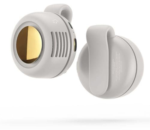 TFQXA1Z Portable Silent Clip On Bladeless Fan, Rechargeable Wearable Fan - Hands-Free Waist & Neck Cooling, 3 Speeds, 6H Runtime, USB-C Fast Charge (White)