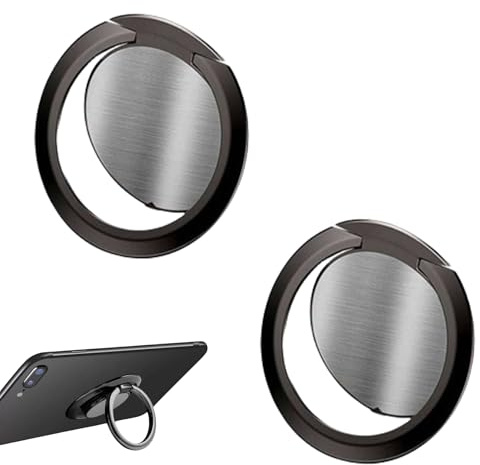 2 Stück Handy Ring,Handy Ringhalter,HandyRing Halterung,360° Drehung 1,8 mm Ultradünner Smartphone Ring Ständer,für Magnetische Autohalterung,Universal kompatibel mit iPhone Samsung & mehr (Schwarz)