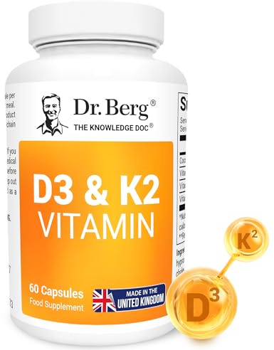 Dr. Berg Vitamin D3 K2 with MCT Powder - Includes 2,000 IUs of Vitamin D3 & 50 mcg MK7 Vitamin K2 - No Added Sugars, Maltodextrin or Corn Syrup - 60 Capsules