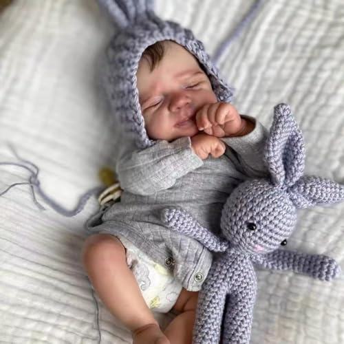 BNNPUU Lebensecht Reborn Babypuppen Mädchen 19 Zoll Handmade Silikon Körper Waschbare Neugeborene Reborn Baby Doll Looks Like A Real Baby Closed Eyes