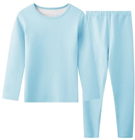 Hoseay Conjunto Ropa Interior Térmica Niños Forro Polar Camiseta 5-13 Años | Cálido, Manga Larga, Pantalón, 2 Piezas Capa Base, Primavera Térmicas Set, Otoño Invierno, Deportes, Esquí, Niño Niña