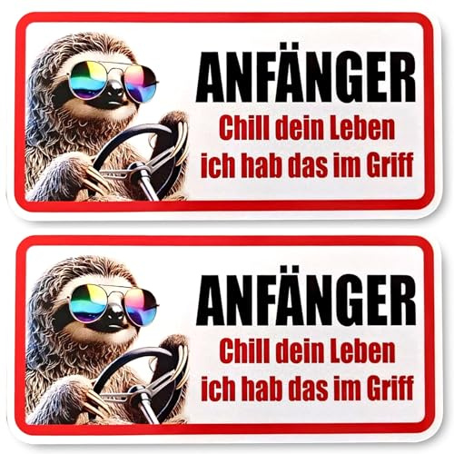2 Pcs Fahranfänger Magnet Schild 20x10 Cm,Anfänger Schild Auto,Lustiges Fahranfängerschild,Geschenk Für Einen Fahranfänger