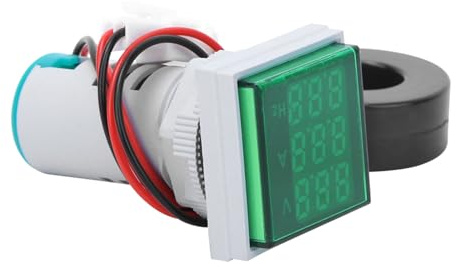 Eacam Wechselstrom-Stromzähler, Digitales Multifunktionsmessgerät, Quadratisch, LED, 3-stellige Anzeige, Spannungs-, Strom- und Frequenztester, Praktisch, Kleine Größe, 5 Farben Zur (Grün)