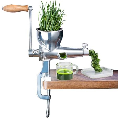 Spremiagrumi manuale in acciaio - Estrattore manuale a manovella pressa verde a foglia durevole con funzione di funzionamento fluido | Spremiagrumi per pomodoro, uva, spinaci, B