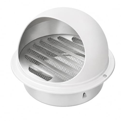 AMOJA Rejilla de ventilación de acero inoxidable de 150 mm, redonda, protección contra la intemperie, rejilla de ventilación con protección contra insectos, para campana, secadora, baños, color blanco