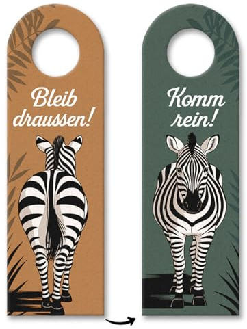 speecheese Türhänger Bleib draußen Komm rein Zebras Lustiges Türschild | mit Spruch für Deko-Fans
