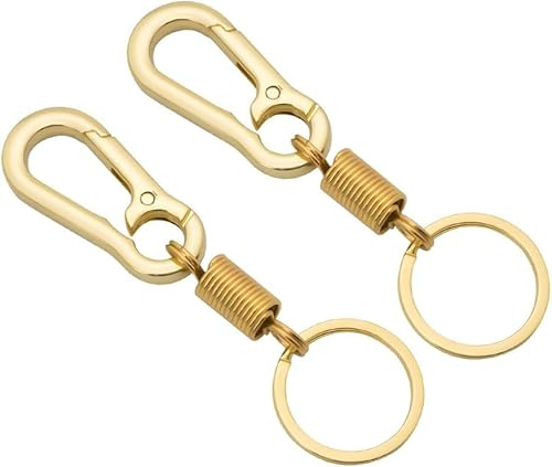 Twin Pack of Metal Carabiner Spring Belt Clip Keychain with Key Ring, 3 colour Variations.