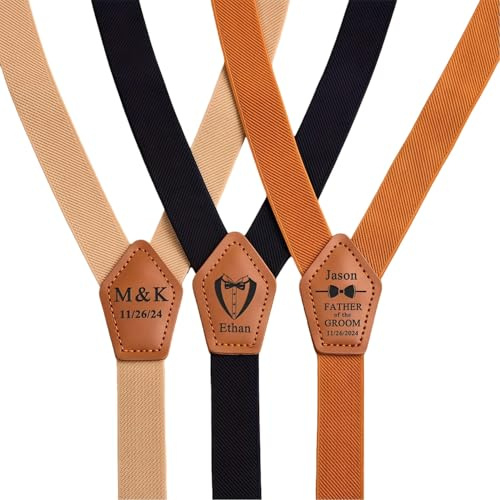 Personalisierte, Verstellbare Hosenträgerclips Mit Gummiband, Individuell Gravierte Leder-Hosenträger Im Vintage-Y-Brace-Stil Mit Namen Und Muster, Geschenke Für Den Trauzeugen, Geschenk Für Männer