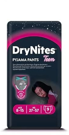 Huggies DryNites Mädchen Unterhosen (hochabsorbierend 8-15 Jahre), 9 Stück