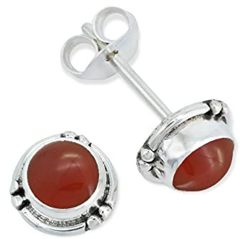 Ohrstecker 925 Silber Karneol orange roter Stein Edelstein Ohrringe echt Silber Damen Sterling Silber Stecker Geschenk(MOS-027-16)