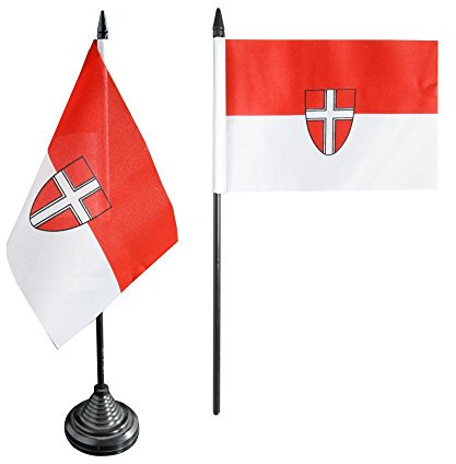 Flaggenfritze Tischflagge Österreich Wien 10 x 15 cm, Wiener Flagge, reißfestes Polyester, farbintensiver Siebdruck, kleine Fahne mit Kunststoff-Sockel