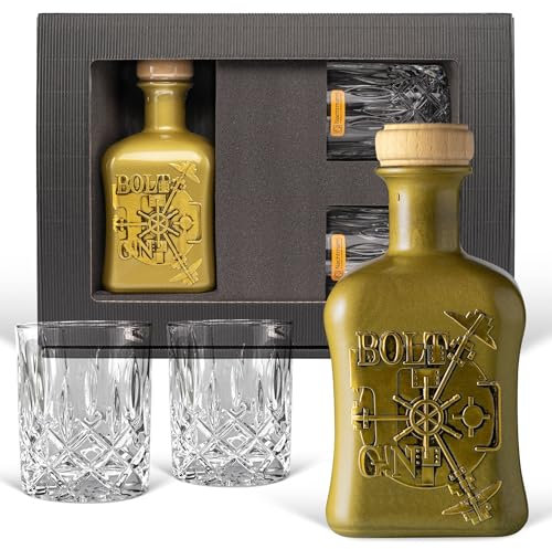 Geschenkset: Bolt Gin - Luxus Dry Gin (0,5 l) mit zwei hochwertigen Gläsern! BOLT G!N für Genießer, Experten zu Weihnachten, Geburtstag, Vatertag