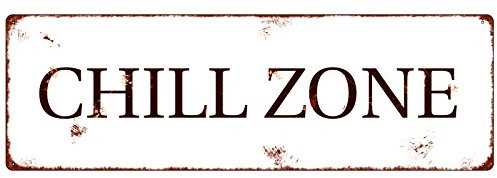 METALLSCHILD Shabby Vintage Blechschild CHILL ZONE Schild aus Metall Entspannen Wellness Relax