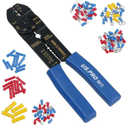 Electricians Wire Crimper Crimping Cutting Tool and Spade Terminal Set 101pc