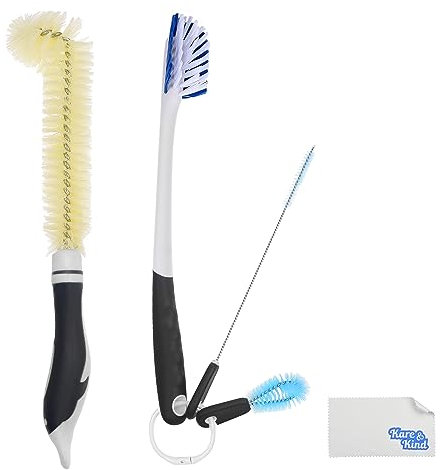 Multipurpose Cleaning Brush Kit - Set of 4 Brushes for Cleaning Drinking Bottles/Cups, Caps, Straws, Nipples, Wine Decanters/Glasses, Coffee/Tea Pots, Water Reservoirs, etc. - Safe Food Grade