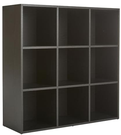 Home Source Storage 9 Shelf Cube Bookcase Wooden Display Unit, Black