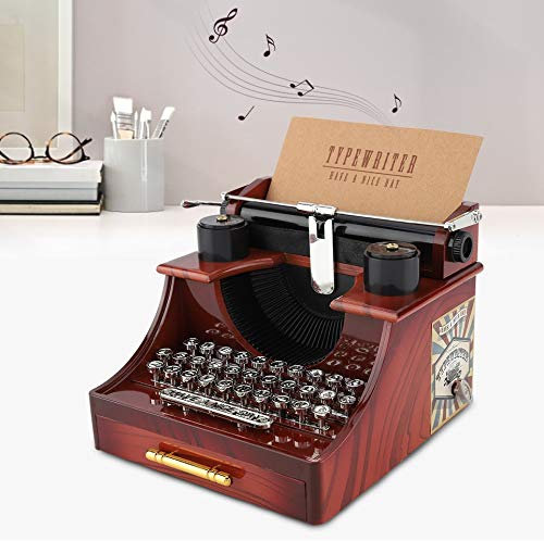 Vintage Schreibmaschine Stil mechanische Spieluhr Schmuckschatulle mit Schublade Klassische Spieldosen Veranstalter Spieluhr Mini Vintage Kreative Retro Tischdekorat