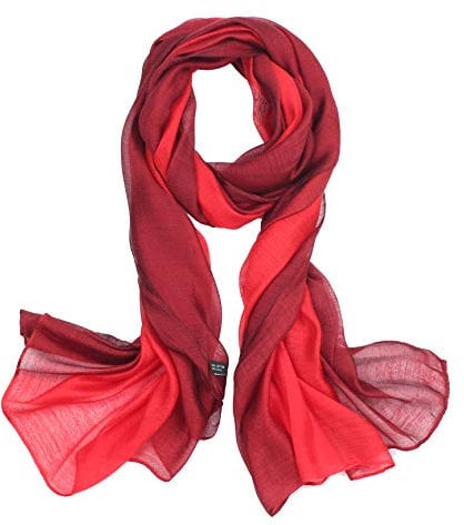 Sawekin Damen Schal Stola Halstuch Sommerschals Farbverlauf Stola Für Abendkleid Festlich Hochzeit Braut Seidenschal/Baumwolle Schal Ganzjährig, Rot-a, Einheitsgröße