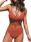 CUPSHE Women's Twist Front High Waisted Bikini Set V Neck Padded Two Pieces Bathing Suits Swimsuits Red M
