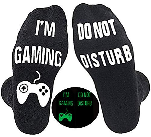 Socken mit Aufschrift Do Not Disturb I'm Gaming, lustiges Gamer-Geschenk, Strumpffüller für Männer, Teenager, Kinder, Gamer-Liebhaber, Glow-White, us6-12