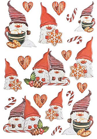 Ideen mit Herz Stickerbogen 3-D Relief-Sticker | Aufkleber | Hochwertig geprägt mit 3-D-Effekt | Din A4 Bogen mit verschiedenen Motiven (Weihnachtliche Wichtel 01)