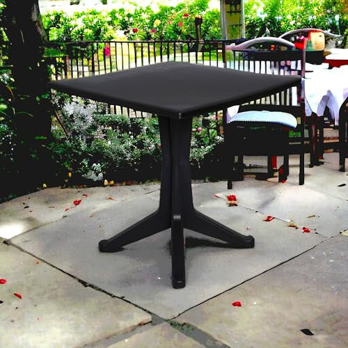 Dmora - Außentisch Trani, festes quadratisches Regal, Mehrzweck-Gartentisch, 100 % Made in Italy, 70 x 70 x 72 cm, Anthrazit