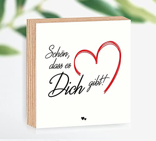 Holzbild 15x15x2cm zum Hinstellen/Aufhängen, echter Fotodirektdruck mit Spruch auf beschichtetes Holz