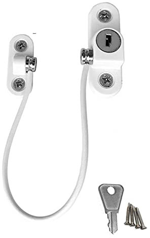 EYCFSJ Door Barrel Bolt 2Pcs Window Security Chain Lock Sliding Security Limiter Lock Stop Door Restrictor Anti Theft Locks Home Hardware White