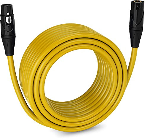 LyxPro 75 Feet XLR Microphone Cable Balanced Male to Female 3 Pin Mic Cord for Powered Speakers Audio Interface Professional Pro Audio Performance and Recording Devices - Yellow