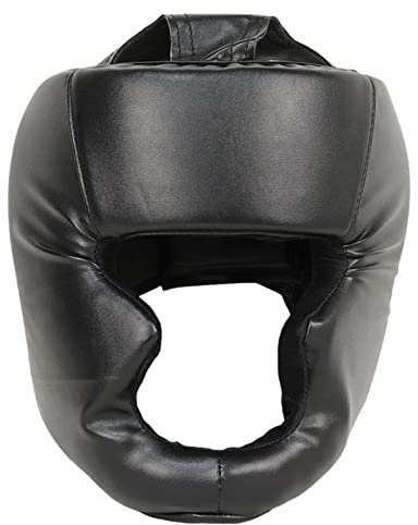 SM SunniMix Boxhelm Kopfschutz Wangen PU- für Sparring Kickboxing Karate, Schwarz, 50 bis 58 cm
