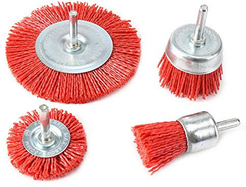 4Pcs Nylon Filament Abrasive Wire Cup Brush Nylon End Brush Kit for Drill with 1/4 Inch