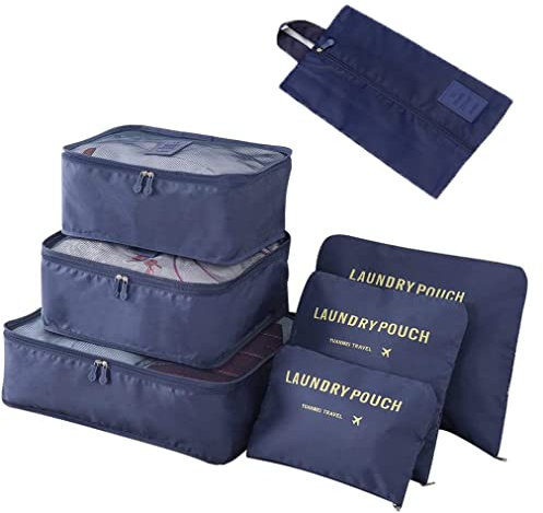 Youery Koffer Organizer Reise Kleidertaschen,7-in-1 koffer Organizer Set,Packing Cubes,Packwürfel,Kofferorganizer Packtaschen Reisegepäck,für Kleidung Schuhe Unterwäsche Kosmetik