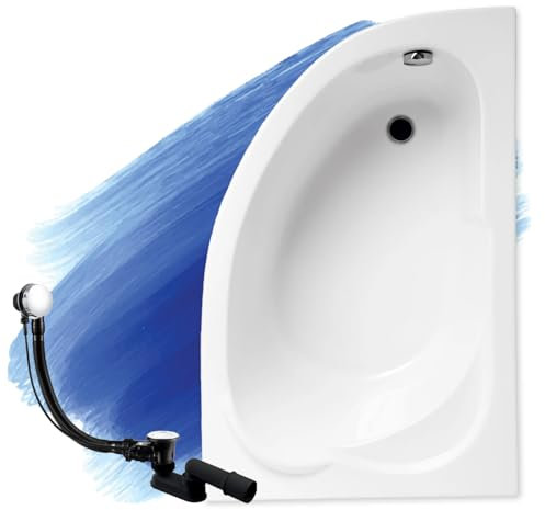 BADLAND Baignoire d'angle standard 130 x 85 cm à gauche et à droite cm avec bonde et pieds sans revêtement (130 x 85 DROIT)