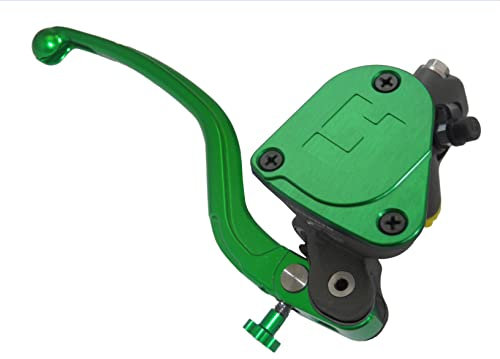 Pompa Freno Forgiata 16X18 Con Vaschetta Integrata,Leva Fissa Lunga Verde (Pomello+Leva) per Ducati Scrambler Classic dal 2015 al 2018, CC 800